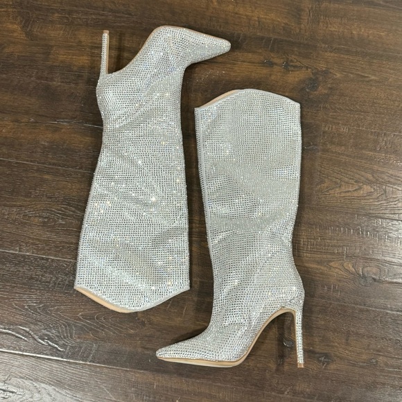 Steve Madden Violetta Glass Rhinestone Tall Pull-On Boots Size 7.5 Women - Picture 2 of 10